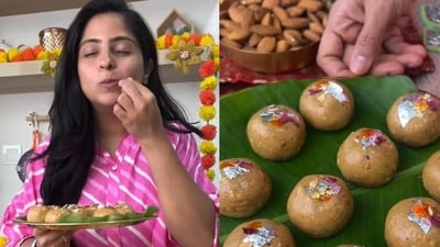 এই দীপাবলিতে ঘি-চিনি ছাড়াই বানান সুস্বাদু বেসনের লাড্ডু (Instagram) এই দীপাবলিতে ঘি-চিনি ছাড়াই বানান সুস্বাদু বেসনের লাড্ডু (Instagram)