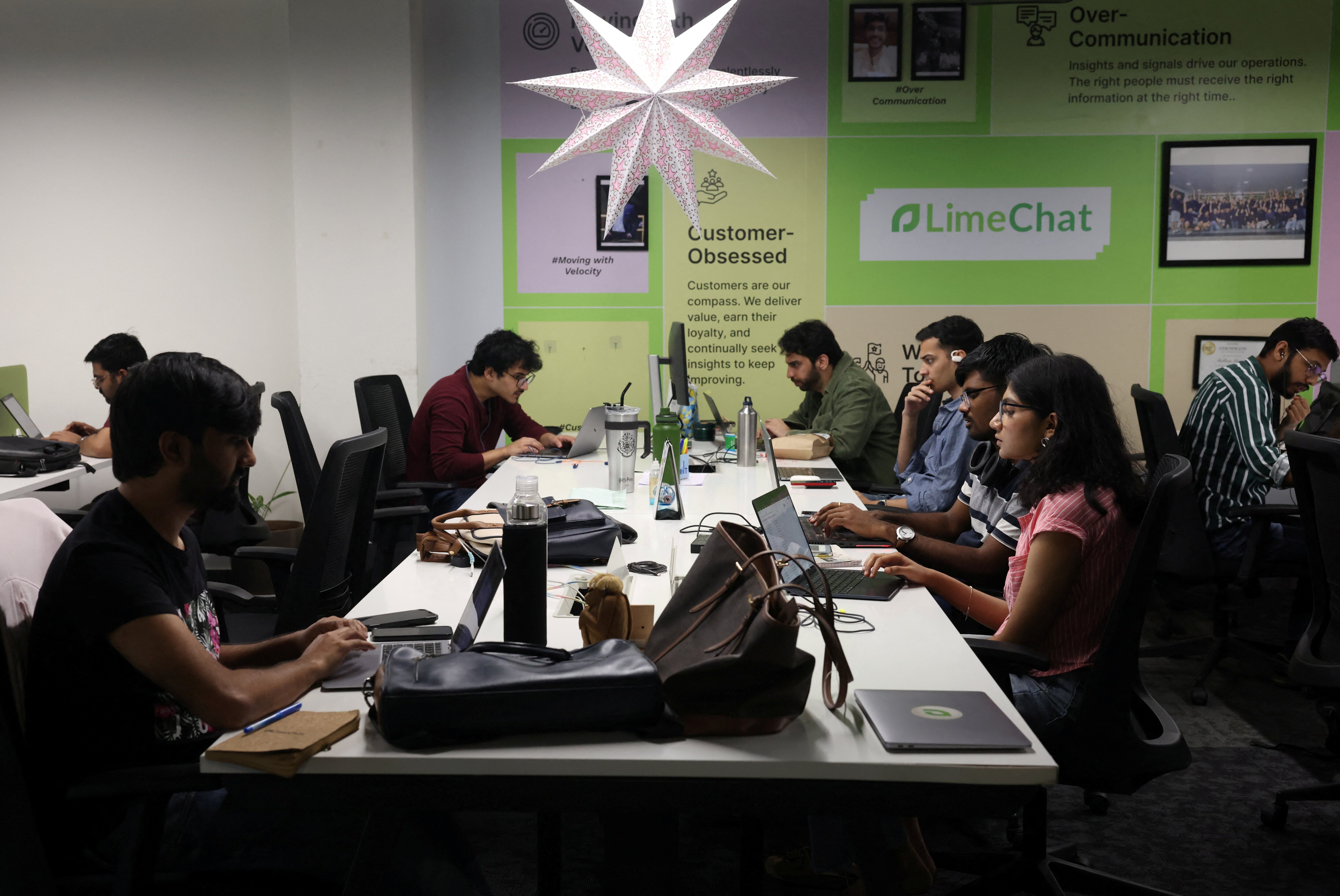 Developers work inside the office of AI startup LimeChat in Bengaluru, India, August 19, 2025. REUTERS/Priyanshu Singh (REUTERS)