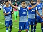 File image of Bengaluru FC captain Sunil Chhetri celebrating with his teammates.