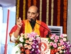 The country now aims to scale capacity to <span class='webrupee'>₹</span>3 lakh crore by 2029 and defence exports to <span class='webrupee'>₹</span>50,000 crore, said defence minister Rajnath Singh. (HT PHOTO) The country now aims to scale capacity to <span class='webrupee'>₹</span>3 lakh crore by 2029 and defence exports to <span class='webrupee'>₹</span>50,000 crore, said defence minister Rajnath Singh. (HT PHOTO)