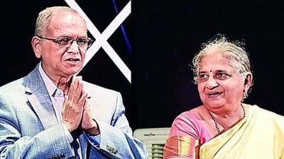 Narayana Murthy said it is the elders' responsibility to motivate young people to vote, while his wife Sudha Murty asserted that voting gives people the ‘power to talk’. (File) Narayana Murthy said it is the elders' responsibility to motivate young people to vote, while his wife Sudha Murty asserted that voting gives people the ‘power to talk’. (File)