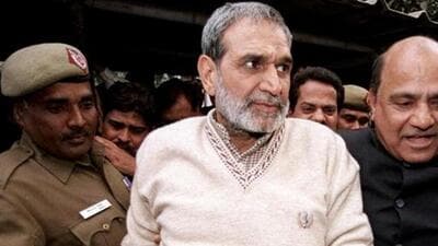 A file photo of Congress leader Sajjan Kumar leaving the Patiala House courts. (PTI) A file photo of Congress leader Sajjan Kumar leaving the Patiala House courts. (PTI)