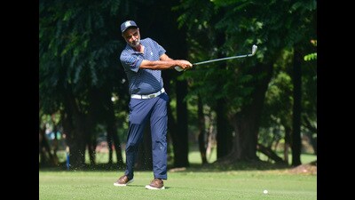 A golfer in action at Chandigarh Golf Club on Thursday. (HT Photo) A golfer in action at Chandigarh Golf Club on Thursday. (HT Photo)