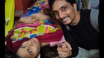 Ambika Jha with Vikas Bedre after her delivery Ambika Jha with Vikas Bedre after her delivery