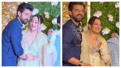 Pregnancy speculation surrounding Sonakshi Sinha prompts humorous moment with husband Zaheer Iqbal at a Diwali celebration. Pregnancy speculation surrounding Sonakshi Sinha prompts humorous moment with husband Zaheer Iqbal at a Diwali celebration.