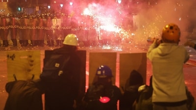 The protests began a month ago calling for better pensions and wages for young people. (AFP) The protests began a month ago calling for better pensions and wages for young people. (AFP)