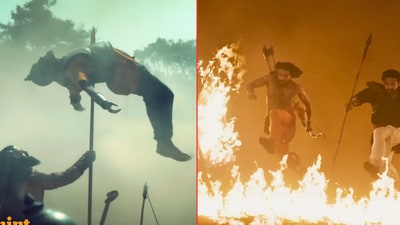 కాంతార చాప్టర్ 1 వర్సెస్ ఆర్ఆర్ఆర్ (Screengrabs from YouTube/Hombale Films/T-Series) కాంతార చాప్టర్ 1 వర్సెస్ ఆర్ఆర్ఆర్ (Screengrabs from YouTube/Hombale Films/T-Series)