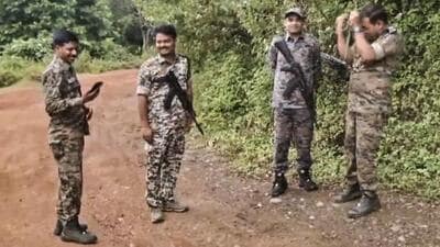 Security personnel keep vigil in a Maoist-infested area. (PTI) Security personnel keep vigil in a Maoist-infested area. (PTI)