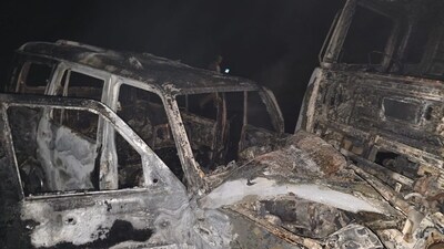 This is the second major fire-related road tragedy in the Jodhpur region within a week. (HT Photo) This is the second major fire-related road tragedy in the Jodhpur region within a week. (HT Photo)