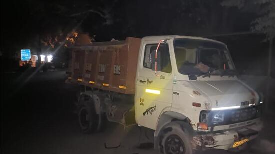 The truck driver, Kamal Kumar, originally from Muzaffarpur in Bihar, allegedly tried to flee after the collision, but was forced to stop when the motorcycle got lodged under the truck’s fuel tank, according to police officers aware of the details in the case. (HT Photo)