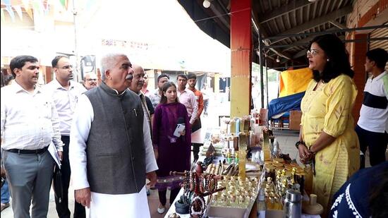 To be sure, the 2025 edition of the international trade show was inaugurated last month by Prime Minister Narendra Modi. Building on its momentum, the state is now organising district-level “Swadeshi Melas” to give smaller businesses direct access to local consumers. (HT Photos)