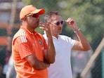 Former head coach Rahul Dravid and BCCI chief selector Ajit Agarkar
Former head coach Rahul Dravid and BCCI chief selector Ajit Agarkar