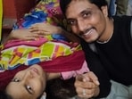Ambika Jha with Vikas Bedre after her delivery Ambika Jha with Vikas Bedre after her delivery