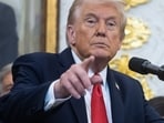 Donald Trump, during a press briefing at the White House. (Bloomberg)