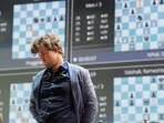 Magnus Carlsen during a tournament.(PTI)