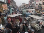 Traffic jam on Latouche Road in Lucknow on Friday. (Mushtaq Ali/HT Photo) Traffic jam on Latouche Road in Lucknow on Friday. (Mushtaq Ali/HT Photo)