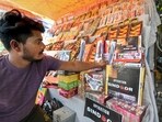 A shopkeeper arranges firecrackers named 'Operation Sindoor' and 'BrahMos' ahead of Diwali celebrations, in Prayagraj, Uttar Pradesh, Friday, Oct. 17, 2025. A shopkeeper arranges firecrackers named 'Operation Sindoor' and 'BrahMos' ahead of Diwali celebrations, in Prayagraj, Uttar Pradesh, Friday, Oct. 17, 2025.