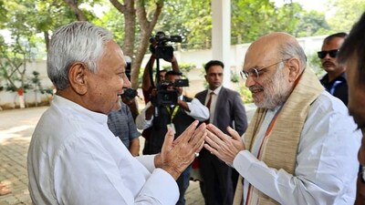 Earlier in the day, Amit Shah also met his NDA ally and Bihar chief minister Nitish Kumar in Patna. (@samrat4bjp) Earlier in the day, Amit Shah also met his NDA ally and Bihar chief minister Nitish Kumar in Patna. (@samrat4bjp)