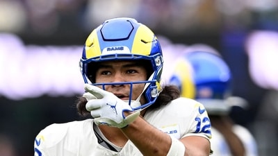 Rams wide receiver Puka Nacua will miss the game against the Jaguars due to a sprained left ankle. (Photo by Greg Fiume / GETTY IMAGES NORTH AMERICA / Getty Images via AFP) (Getty Images via AFP)