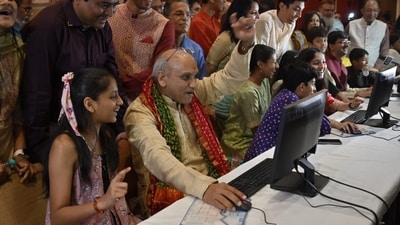 The Muhurat Trading session marks an auspicious start to the Hindu New Year and is one of the most anticipated stock market events of the year. (Anshuman Poyrekar/HT) The Muhurat Trading session marks an auspicious start to the Hindu New Year and is one of the most anticipated stock market events of the year. (Anshuman Poyrekar/HT)