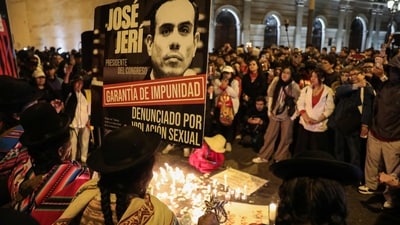 Aymara women attend a vigil for the death of demonstrator Eduardo Ruiz, during a protest against Peru's interim President Jose Jeri, in Lima on October 16, 2025. (AFP) Aymara women attend a vigil for the death of demonstrator Eduardo Ruiz, during a protest against Peru's interim President Jose Jeri, in Lima on October 16, 2025. (AFP)