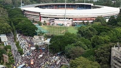The push to expand Bengaluru’s cricket infrastructure gained momentum after the June 4 stampede outside M Chinnaswamy stadium. (AFP)