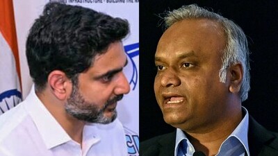 Andhra Pradesh IT minister Nara Lokesh and Karnataka IT minister Priyank Kharge. (PTI file) Andhra Pradesh IT minister Nara Lokesh and Karnataka IT minister Priyank Kharge. (PTI file)