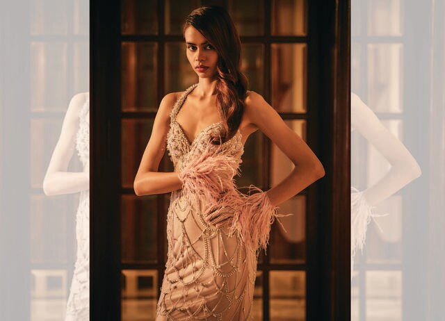 This year, the look is all about mesh fabrics, rhinestones, and metallic embroidery. (BHAWNA RAO LUXURY) This year, the look is all about mesh fabrics, rhinestones, and metallic embroidery. (BHAWNA RAO LUXURY)