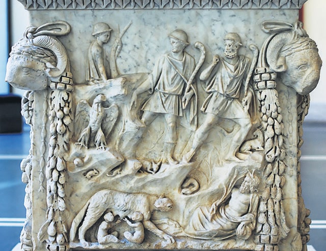 A carving depicts the festival of Lupercalia, a pagan rite that honoured nature as a mother figure in Ancient Rome. A carving depicts the festival of Lupercalia, a pagan rite that honoured nature as a mother figure in Ancient Rome.