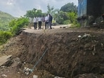 Beed district administration evacuates Kapildharwadi village after deep cracks appeared on roads, houses, and school walls, triggering fears of possible landslide. (HT)