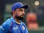 Rashid Khan in action for Afghanistan. Rashid Khan in action for Afghanistan.