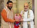 Union home minister Amit Shah with Haryana chief minister Nayab Singh Saini during a meeting in Patna on Saturday. (Sourced) Union home minister Amit Shah with Haryana chief minister Nayab Singh Saini during a meeting in Patna on Saturday. (Sourced)