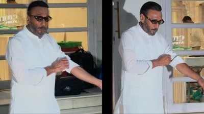 Jackie Shroff attended Pankaj Dheer's prayer meet in Mumbai's Juhu. Jackie Shroff attended Pankaj Dheer's prayer meet in Mumbai's Juhu.