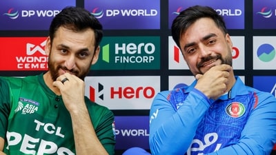 File photo of Pakistan's captain Salman Ali Agha, left, and Afghanistan's captain Rashid Khan during Asia Cup 2025 (Creimas/Asian Cricket Council) File photo of Pakistan's captain Salman Ali Agha, left, and Afghanistan's captain Rashid Khan during Asia Cup 2025 (Creimas/Asian Cricket Council)