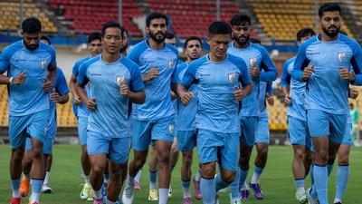Sunil Chhetri leads the Indian team in a warmup before their match against Singapore. (HT_PRINT) Sunil Chhetri leads the Indian team in a warmup before their match against Singapore. (HT_PRINT)