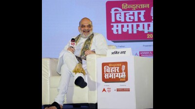 Union home minister Amit Shah at an event in Patna, Bihar, on Saturday. (Santosh Kumar/ HT) Union home minister Amit Shah at an event in Patna, Bihar, on Saturday. (Santosh Kumar/ HT)