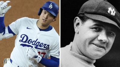 Shohei Ohtani led the Los Angeles Dodgers to another World Series appearance with a historic game player Babe Ruth. (IMAGN IMAGES via Reuters Connect, IMDB) Shohei Ohtani led the Los Angeles Dodgers to another World Series appearance with a historic game player Babe Ruth. (IMAGN IMAGES via Reuters Connect, IMDB)