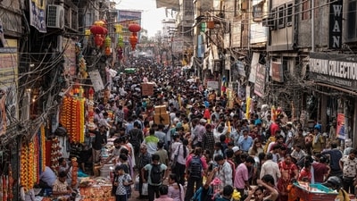 The streets of Delhi's Sadar Bazar area witnessed a sea of people on Saturday as people shopped for not just Dhanteras but also Diwali.&nbsp; (PTI)
