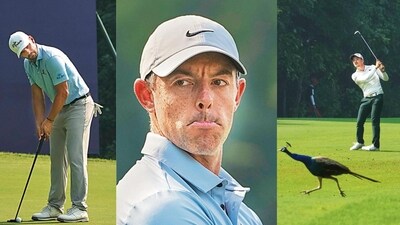 Joost Luiten (left), Rory McIlroy (centre) and Tom Valliant have all descended in Delhi for the ongoing DP World India Championship 2025. Photos: HTBS (Photos: Manish Swarup/AP)