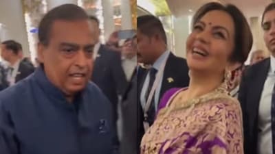 A video showed Mukesh and Nita Ambani warmly wishing a kid “Happy Diwali.” (Instagram/ambani_update ) A video showed Mukesh and Nita Ambani warmly wishing a kid “Happy Diwali.” (Instagram/ambani_update )