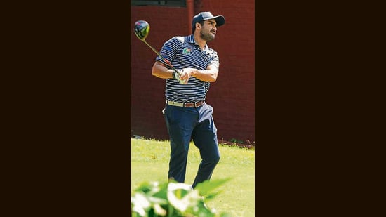 Adil Bir of the Fairway Comets in action during the Chandigarh Golf League matches on Saturday. (HT Photo)