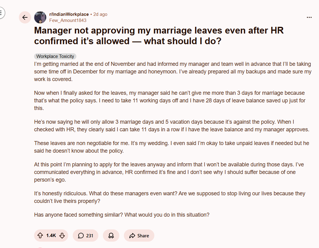 Screengrab of the Reddit post. (@Few_Amount1843/Reddit) Screengrab of the Reddit post. (@Few_Amount1843/Reddit)