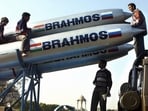 In this picture taken on January 22, 2003, workers clean BrahMos missiles after a rehearsal ahead of India's Republic Day celebrations