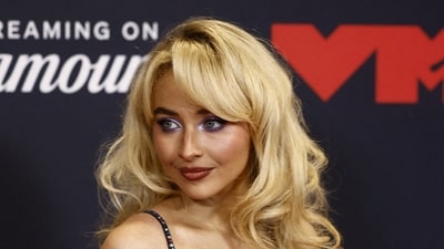 Sabrina Carpenter joked about her ‘horndog pop star’ image and album cover on SNL. (REUTERS)