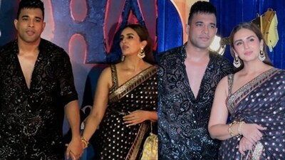 Twinning in black outfits, Huma Qureshi and Rachit Singh attended two events in Mumbai. Twinning in black outfits, Huma Qureshi and Rachit Singh attended two events in Mumbai.