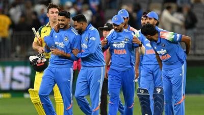 India players leave the field following their defeat to Australia in the first ODI in Perth on Sunday. (AFP) India players leave the field following their defeat to Australia in the first ODI in Perth on Sunday. (AFP)