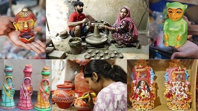 West Delhi’s Kumhar Gram, the famed potters’ colony, is abuzz with handcrafted clay décor ahead of Diwali. (Photos: Shantanu Bhattacharya/HT) West Delhi’s Kumhar Gram, the famed potters’ colony, is abuzz with handcrafted clay décor ahead of Diwali. (Photos: Shantanu Bhattacharya/HT)