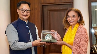 Union Minister of Parliamentary Affairs Kiren Rijiju during a meeting with Minister for Multicultural Affairs of Australia Anne Aly, in New Delhi. (PTI) Union Minister of Parliamentary Affairs Kiren Rijiju during a meeting with Minister for Multicultural Affairs of Australia Anne Aly, in New Delhi. (PTI)
