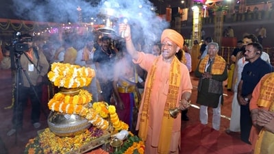 Adityanath also said that Deepotsav is proof that no politics can imprison faith. (@myogiadityanath) Adityanath also said that Deepotsav is proof that no politics can imprison faith. (@myogiadityanath)