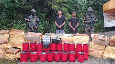 The two transporting the explosives were identified as Lalrinsanga and Vanlalliana. “They were apprehended and handed over to the Dungtlang police station. (Sourced/ HT)